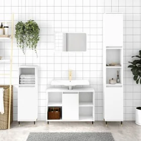 Weißer Badezimmerschrank aus Holzwerkstoff, 30 x 30 x 100 cm von vidaXL, Badezimmerwaschtische - Ref: Foro24-831548, Preis: 4...