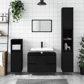 Black engineered wood bathroom cabinet 80x33x60 cm by vidaXL, bathroom vanities - Ref: Foro24-831653, Price: 77,85 €, Discoun...