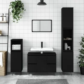 Mueble de baño madera de ingeniería negro 80x33x60 cm de vidaXL, Tocadores de baño - Ref: Foro24-831653, Precio: 76,88 €, Des...