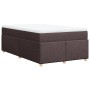 Cama box spring con colchón tela marrón oscuro 120x190 cm