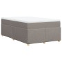 Cama box spring con colchón tela gris taupe 120x190 cm