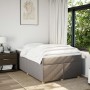 Cama box spring con colchón tela gris taupe 120x190 cm