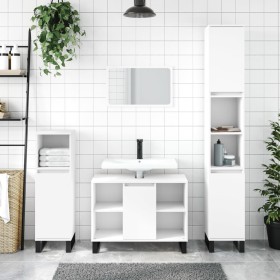 Weißer Badezimmerschrank aus Holzwerkstoff, 80 x 33 x 60 cm von vidaXL, Badezimmerwaschtische - Ref: Foro24-831636, Preis: 51...