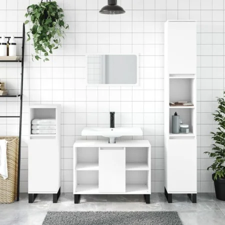 Weißer Badezimmerschrank aus Holzwerkstoff, 80 x 33 x 60 cm von vidaXL, Badezimmerwaschtische - Ref: Foro24-831636, Preis: 50...