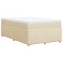 Cama box spring con colchón tela color crema 120x190 cm