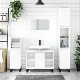 Badmöbel Holzwerkstoff weiß glänzend 80x33x60 cm von vidaXL, Badezimmerwaschtische - Ref: Foro24-831638, Preis: 56,71 €, Raba...