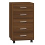 Oak brown plywood chest of drawers with wheels by vidaXL, Lockers and storage cabinets - Ref: Foro24-342676, Price: 99,24 €, ...