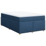 Cama box spring con colchón tela azul 120x200 cm