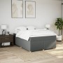 Cama box spring con colchón tela gris oscuro 140x190 cm