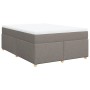 Cama box spring con colchón tela gris taupe 140x190 cm