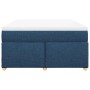 Cama box spring con colchón tela azul 140x190 cm