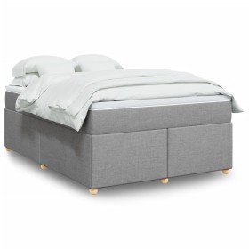 Cama box spring con colchón tela gris claro 140x200 cm en Camas y somieres | Comprar online en Foro24