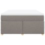 Cama box spring con colchón tela gris taupe 140x200 cm