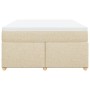 Cama box spring con colchón tela color crema 140x200 cm