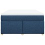 Cama box spring con colchón tela azul 140x200 cm