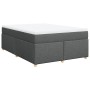 Cama box spring con colchón tela gris oscuro 160x200 cm