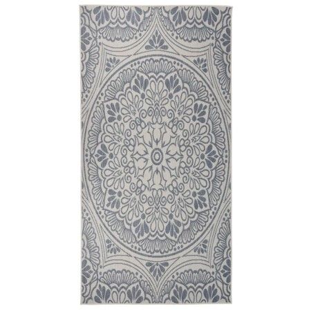 Blau gestreifter flachgewebter Outdoor-Teppich 100x200 cm von vidaXL, Teppiche - Ref: Foro24-340829, Preis: 43,98 €, Rabatt: %