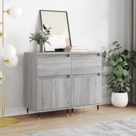 Aparadores 2 uds madera de ingeniería gris Sonoma 40x35x70 cm de vidaXL, Aparadores - Ref: Foro24-831145, Precio: 66,62 €, De...
