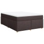 Cama box spring con colchón tela marrón oscuro 160x200 cm