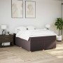 Cama box spring con colchón tela marrón oscuro 160x200 cm