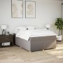 Cama box spring con colchón tela gris taupe 160x200 cm
