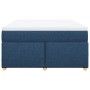 Cama box spring con colchón tela azul 160x200 cm