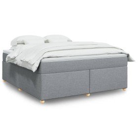 Cama box spring con colchón tela gris claro 180x200 cm en Camas y somieres | Comprar online en Foro24
