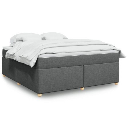 Cama box spring con colchón tela gris oscuro 180x200 cm en Camas y somieres | Comprar online en Foro24