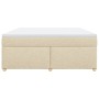 Cama box spring con colchón tela color crema 180x200 cm