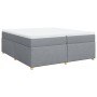 Cama box spring con colchón tela gris claro 200x200 cm
