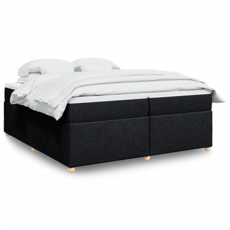 Cama box spring con colchón tela negro 200x200 cm en Camas y somieres | Comprar online en Foro24