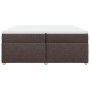Cama box spring con colchón tela marrón oscuro 200x200 cm