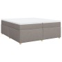 Cama box spring con colchón tela gris taupe 200x200 cm