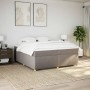 Cama box spring con colchón tela gris taupe 200x200 cm