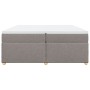 Cama box spring con colchón tela gris taupe 200x200 cm