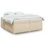 Cama box spring con colchón tela color crema 200x200 cm