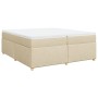 Cama box spring con colchón tela color crema 200x200 cm