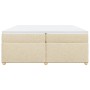 Cama box spring con colchón tela color crema 200x200 cm