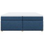 Cama box spring con colchón tela azul 200x200 cm