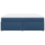 Cama box spring con colchón tela azul 200x200 cm