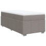 Cama box spring con colchón tela gris taupe 80x200 cm