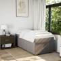 Cama box spring con colchón tela gris taupe 80x200 cm