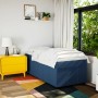 Cama box spring con colchón tela azul 80x200 cm