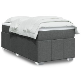 Cama box spring con colchón tela gris oscuro 90x190 cm
