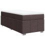 Cama box spring con colchón tela marrón oscuro 90x190 cm