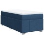 Cama box spring con colchón tela azul 90x190 cm