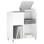 Mueble discos madera contrachapada blanco brillo 84,5x38x89 cm de vidaXL, Almacenamiento para CD y DVD - Ref: Foro24-831766, ...