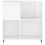 Mueble discos madera contrachapada blanco brillo 84,5x38x89 cm de vidaXL, Almacenamiento para CD y DVD - Ref: Foro24-831766, ...