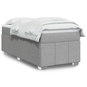 Cama box spring con colchón tela gris claro 90x200 cm