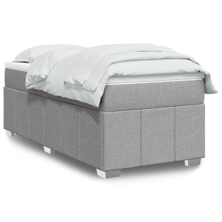 Cama box spring con colchón tela gris claro 90x200 cm